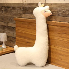 TRENSETGO 130 cm Alpaca Plush Toy, Cuddly Toy with Long Neck, Side Sleeper Pillow, Home Decoration, Stuffed Toy, Cartoon Animal, Lama, Gift for Girlfriend, Children, Boyfriend, Lover (White)