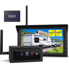 AUTO-VOX Solar Real Wireless Reversing Camera Set with IR Night Vision, 1080P Wireless Digital Reversing Camera with 7 Inch Split-Screen Monitor for Truck, Motorhome, Caravan, Trailer, Van, Bus