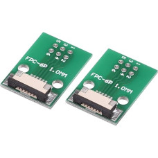 sourcing map FPC FFC Converter Connector Board 6P 1.0mm to Female Side Back 0.5mm to DIP 2.54mm for LCD 3D Printer DVD TV Laptop Audio 2 Pack