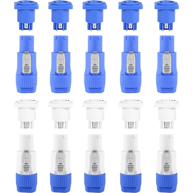 Luntfeiy PowerCON Type A NAC3FCA + NAC3MPA-1 Chassis Plug Panel Adapter Set of 10