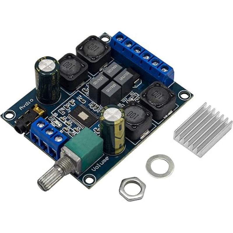 AZDelivery Digital Amplifier Board Compatible with TPA3116D2 with Two Channel Stereo Amplifier, 2 x 50 W Digital Stereo Board 12 V 24 V for Speakers and DIY Projects Includes E-Book