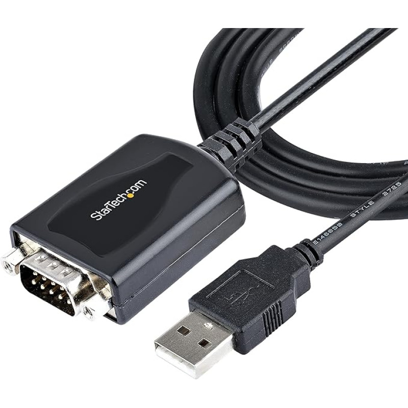 StarTech.com 1 m USB to RS232 Adapter with COM Storage, DB9 Male RS232 to USB Converter, USB to Serial Adapter for PLC/Printer/Scanner, Prolific Chipset - Windows/Mac (1P3FPC USB Serial)