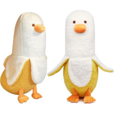 Cute Banana Duck Plush Toy, Funny Plushies, Banana Duck Stuffed Animal, Banana Duck Plush Pillow, Funny Hugging Pillow, Sleeping Cushion, Soft Gifts for Boys Girls Birthday Christmas (White, 90 cm