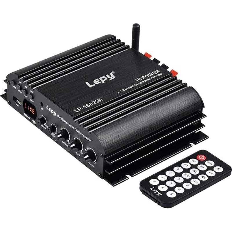 DollaTek LEPY LP-168 Plus Bluetooth 2.1 Channel IR 2X 45W 1x 68W HiFi Digital Stereo Bass Audio USB MP3 MP4 DVD Car Amplifier LED Light