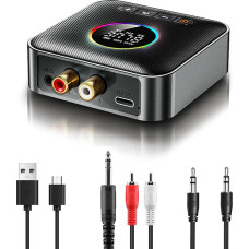 Bluetooth Audio Receiver, 5.4 Bluetooth Receiver, Bluetooth Receiver with RGB Light, Wireless Audio Receiver, Low Latency, HD Audio, Receiver with 3D Surround and RCA & AUX, for Home Stereo System