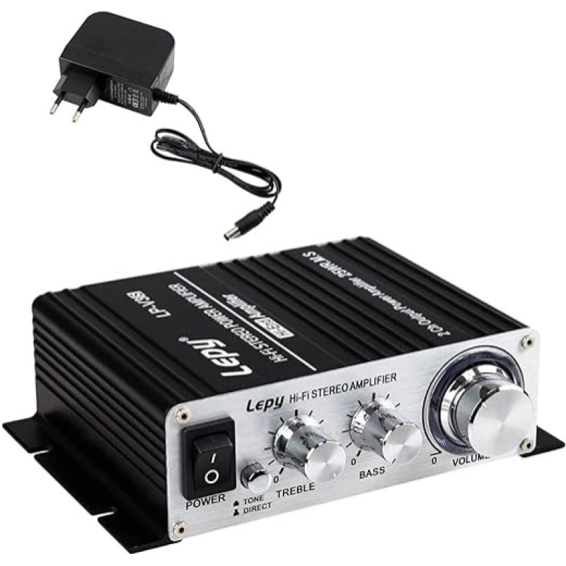 Fasizi LP-V3S Hi-Fi Stereo Power Amplifier 2 Ch 25WR.M.S Speaker with 3.5mm Audio Input, 3.5mm MP3 Socket with 3A Power Supply for Computer, MP3 Player etc - Black