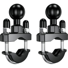 BRCOVAN Set of 2 Handlebar U-Bolts Mounting Base with 1 Inch TPU Ball for Rail Diameter 0.5 Inch to 1.25 Inch Compatible with RAM Mounts B Size 1 Inch Ball Double Base Arm