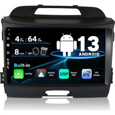 SXAUTO Car Radio Android 12 Fits Kia Sportage (2010-2015) - Built-in Carplay/Android Car/DSP - LED Camera Mic Free - [4G + 64G] - 9 Inch 2 DIN - Supports DAB Steering Wheel Control 4G WiFi BT