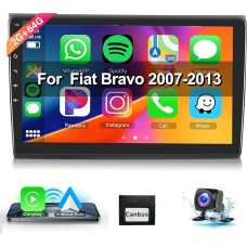 8 Core 2 + 64G: Hodozzy Carplay Car Radio for Fiat Bravo 2007-2013, 9 Inch Touchscreen Android Car Radio with Android Car/WiFi/GPS/RDS/FM/Bluetooth/USB + Reversing Camera