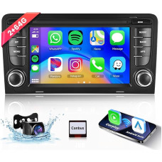 Hodozzy Carplay Car Radio for Audi A3 RS3 2003-2012 with Navi/WiFi, 7 Inch Audi Car Radio Bluetooth with Android Car/EQ/Mirror Link/FM/RDS/SWC/USB + Reversing Camera