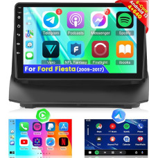 4 + 64G Android 13 Car Radio for Ford Fiesta 2009-2017 - Wireless Carplay & Android Car - 9 Inch Touchscreen with EQ WiFi GPS FM RDS Mirror Link + AHD Rear View Camera & Microphone